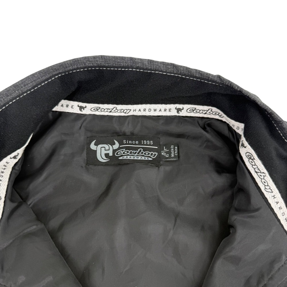 Cowboy Hardware Kids Charcoal Grey Longhorn Skull Barbed Wire Zip Vest L 10/12 - Picture 10 of 11